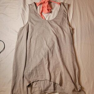 Matilda Jane women's tank gray tank top with pink ribbon tie on back, XL, EUC